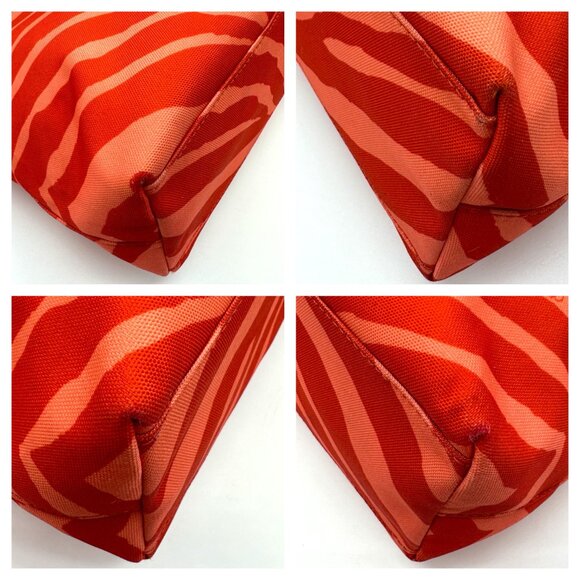 💰SALE💰 COACH Signature Fabric Orange/Tan Zebra Print Tote w/Leather Trim - Picture 7 of 14